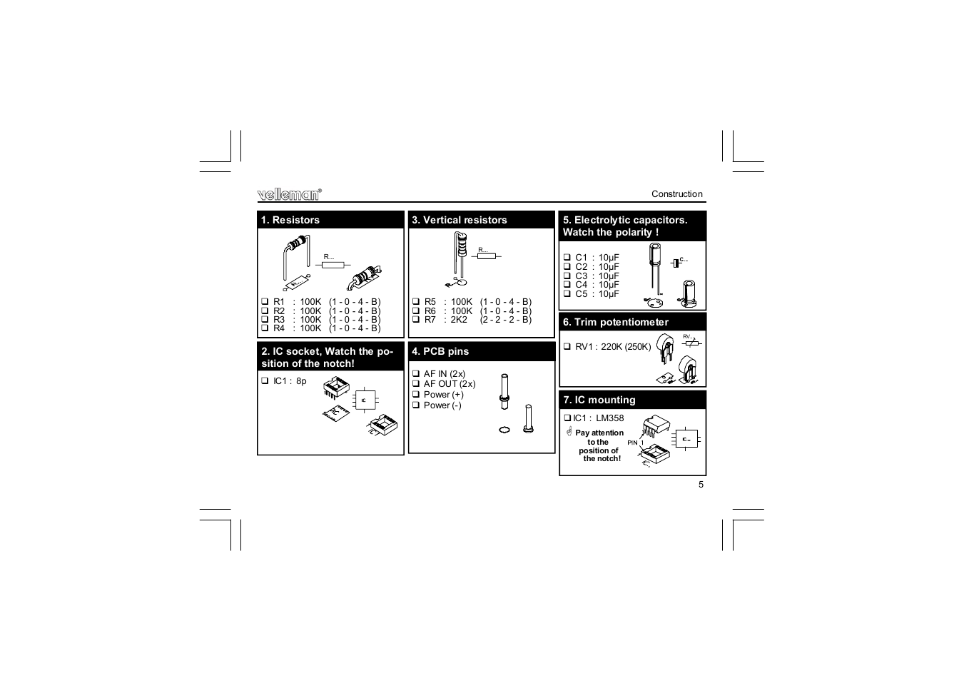 Velleman projects K1803 Assembly instructions User Manual | Page 5 / 8