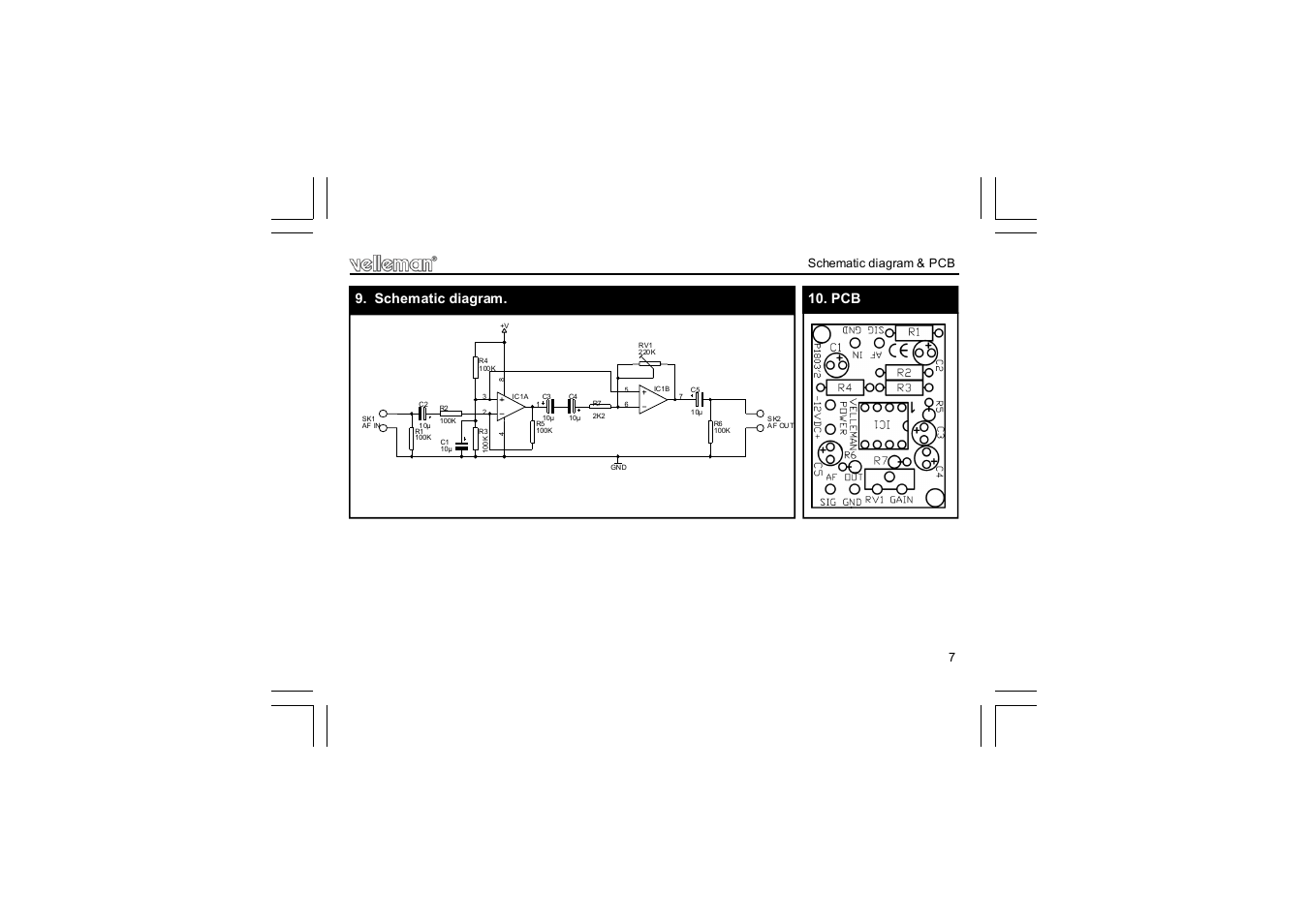 Schematic diagram, Schematic diagram & pcb | Velleman projects K1803 Assembly instructions User Manual | Page 7 / 8