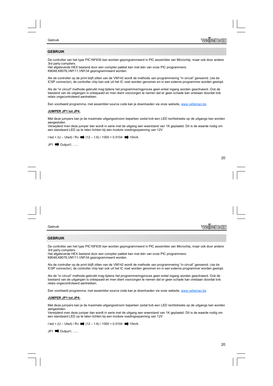 Velleman VM142 User Manual | Page 20 / 24