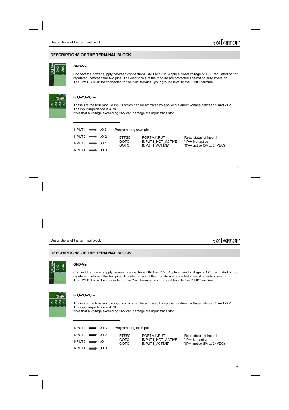 Velleman VM142 User Manual | Page 4 / 24