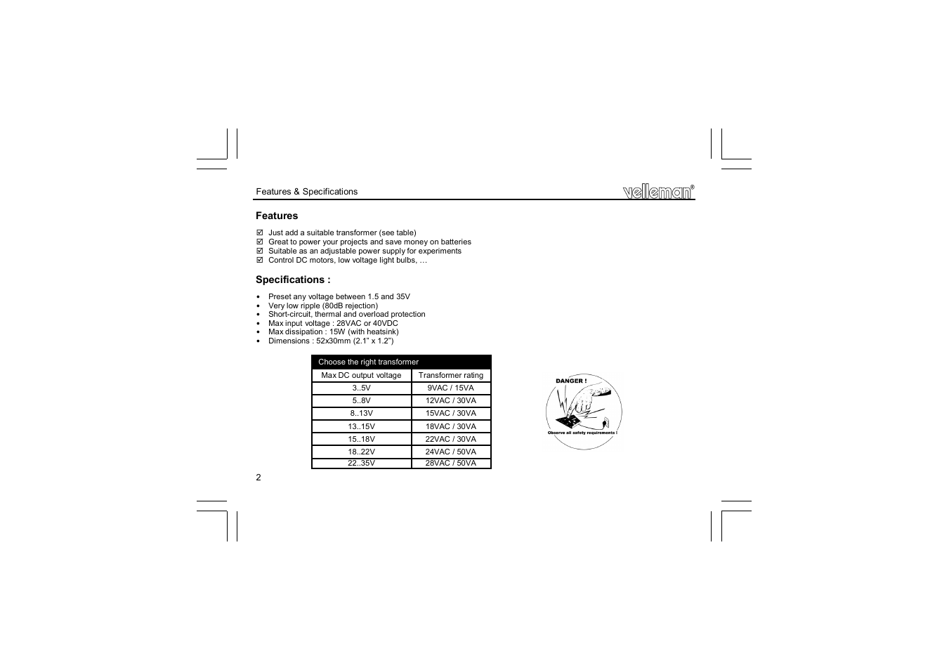 Velleman projects K1823 Assembly instructions User Manual | Page 2 / 8