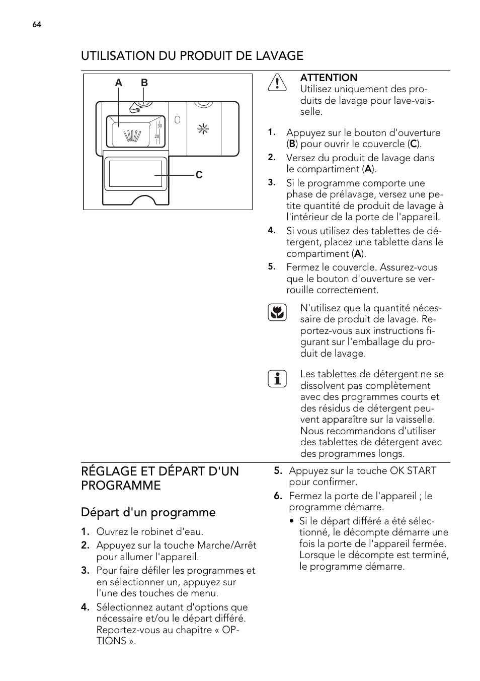 Utilisation du produit de lavage | AEG F 99015 VI 1 P User Manual | Page 64 / 96