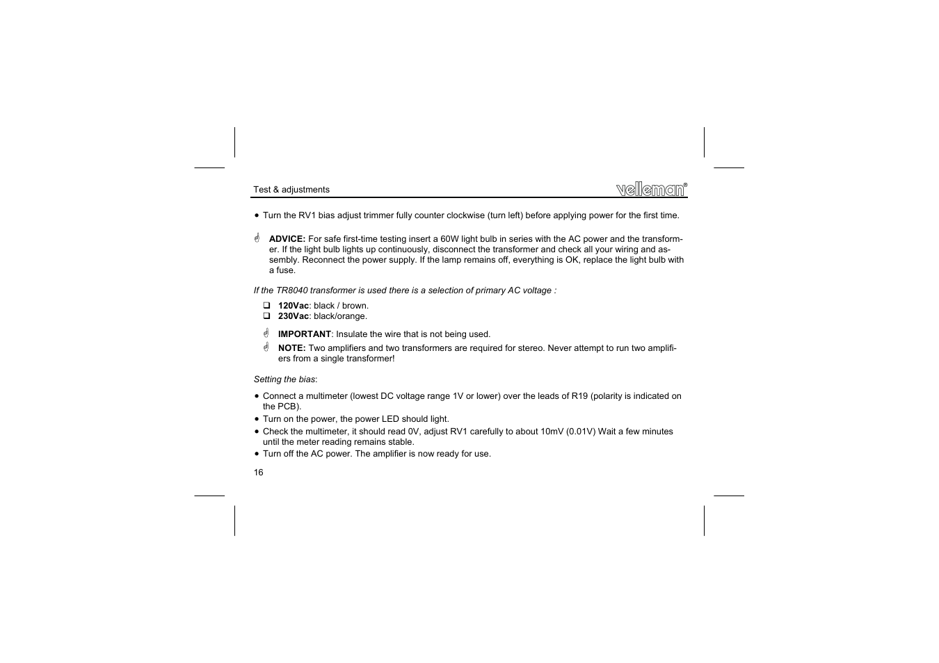 Velleman К8060 User Manual | Page 16 / 20