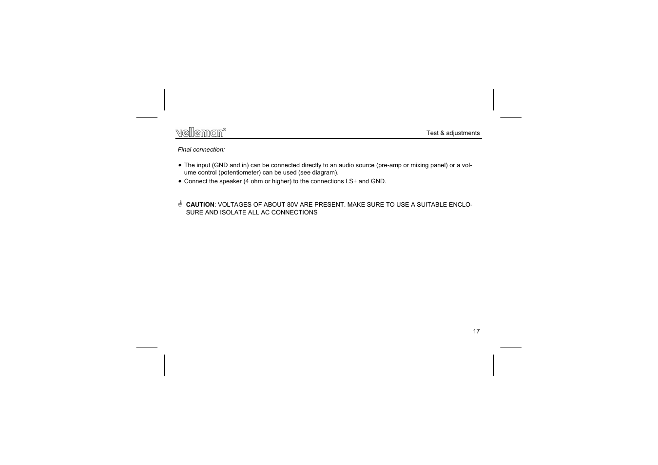 Velleman К8060 User Manual | Page 17 / 20