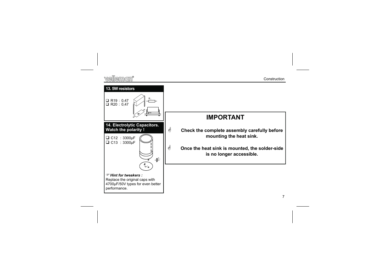 Important | Velleman К8060 User Manual | Page 7 / 20