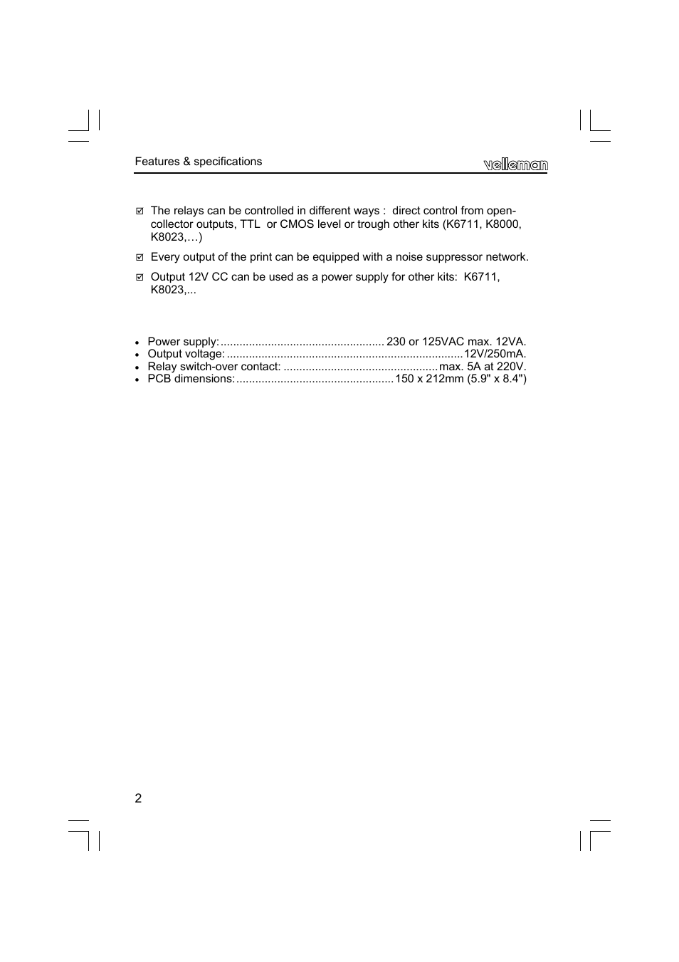 Velleman projects K6714 Assembly instructions User Manual | Page 2 / 16