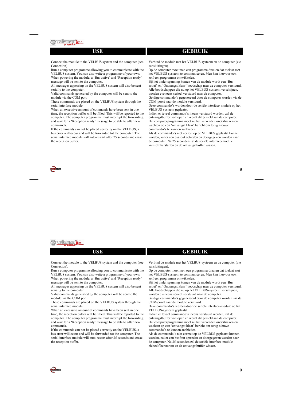 Velleman projects VMB1RS Short user manual User Manual | Page 9 / 12