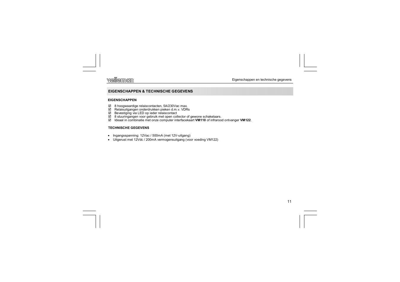Velleman VM129 User Manual | Page 11 / 40