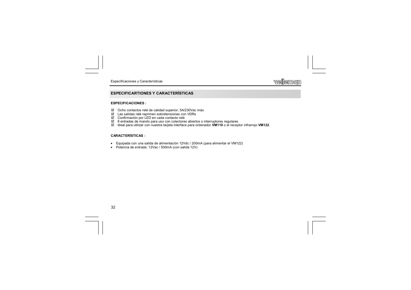 Velleman VM129 User Manual | Page 32 / 40