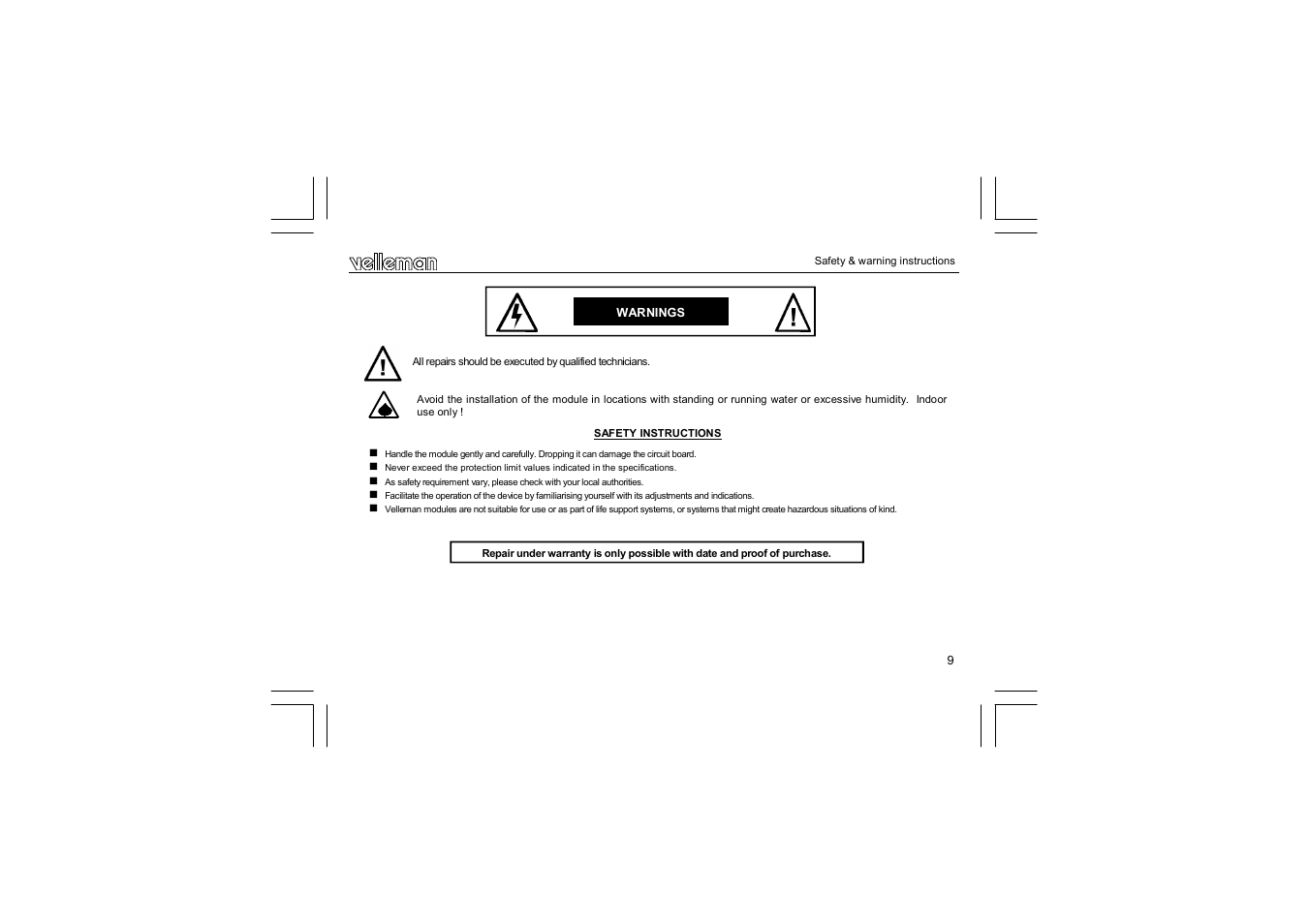 Velleman VM129 User Manual | Page 9 / 40