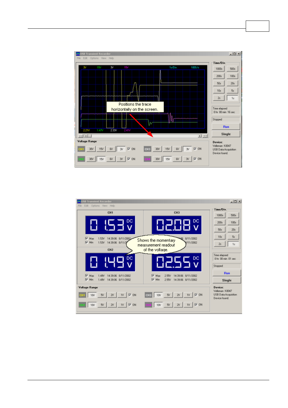 Scrollbar, Digital readout, Momentary voltage | Velleman projects PCS10 pcs10 - K8047 User manual User Manual | Page 11 / 22