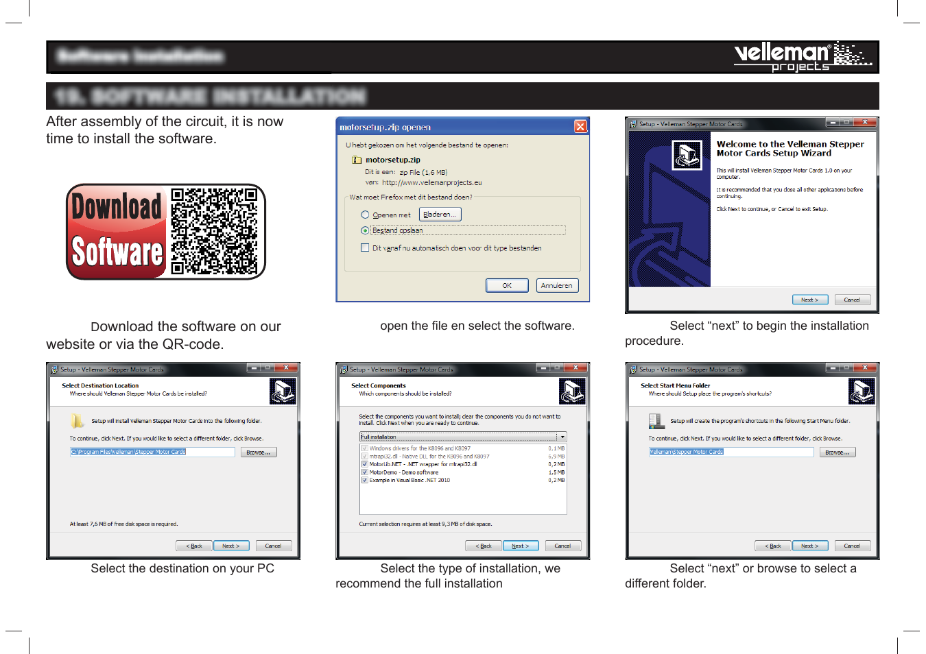 Software installation | Velleman projects K8097 Assembly instructions User Manual | Page 10 / 20