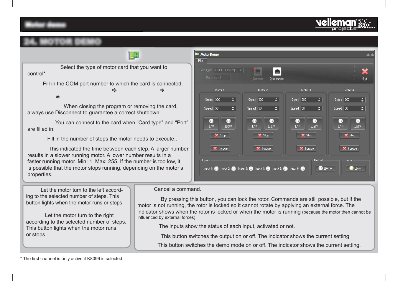 Motor demo | Velleman projects K8097 Assembly instructions User Manual | Page 16 / 20