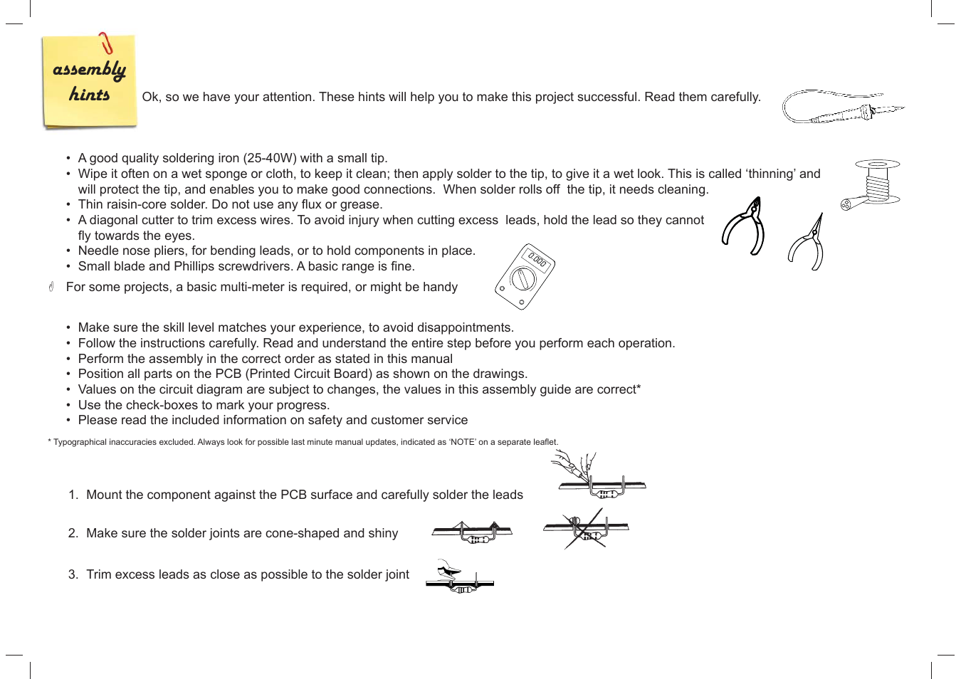 Assembly hints | Velleman projects K8097 Assembly instructions User Manual | Page 5 / 20