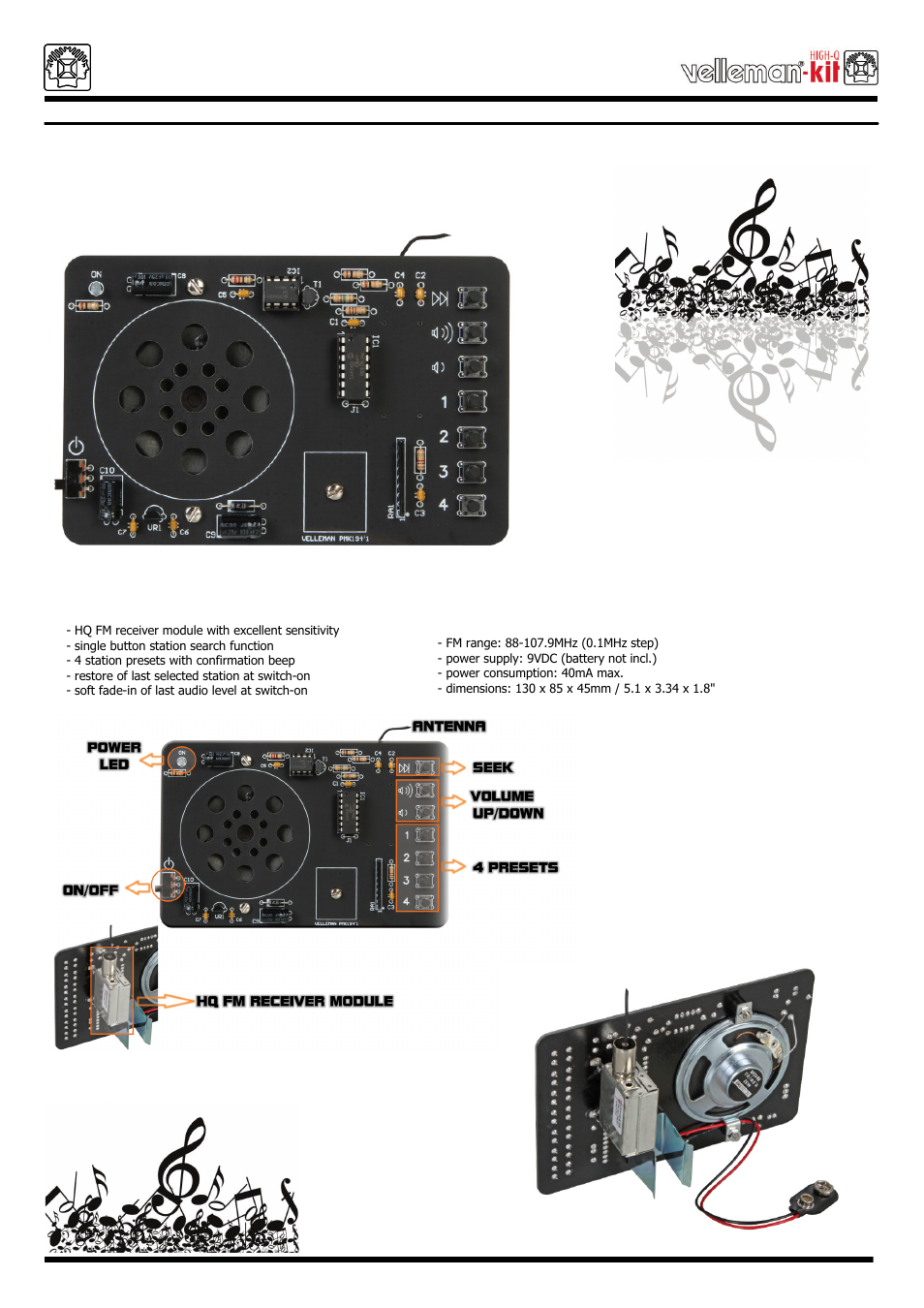 Velleman projects MK194 Datasheet User Manual | 1 page