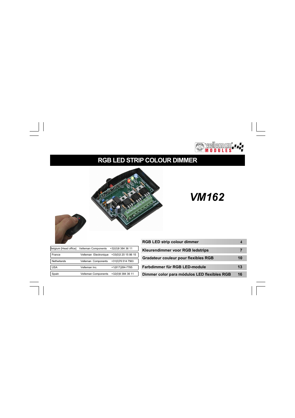 Velleman VM162 User Manual | 16 pages