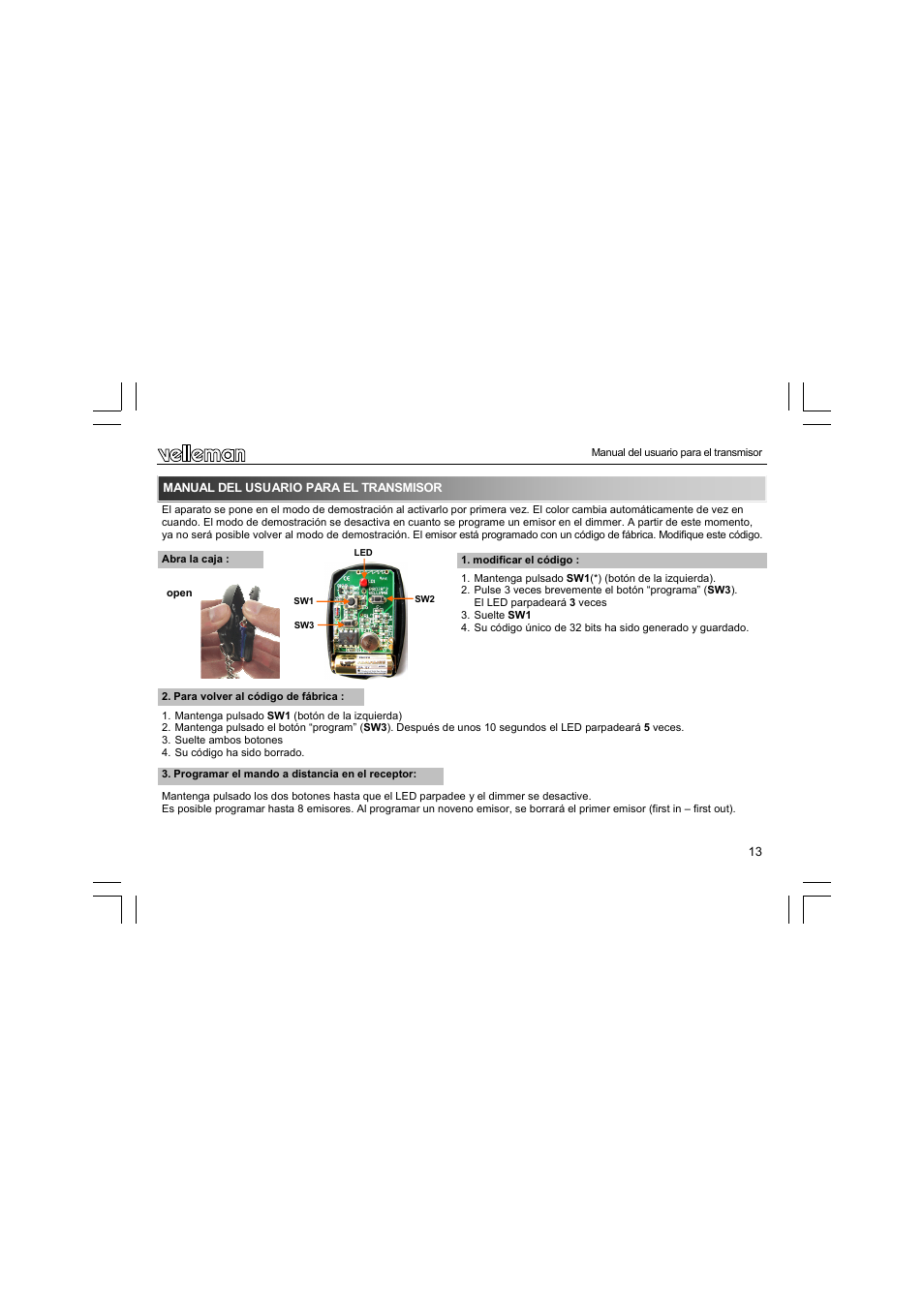 Velleman VM162 User Manual | Page 13 / 16