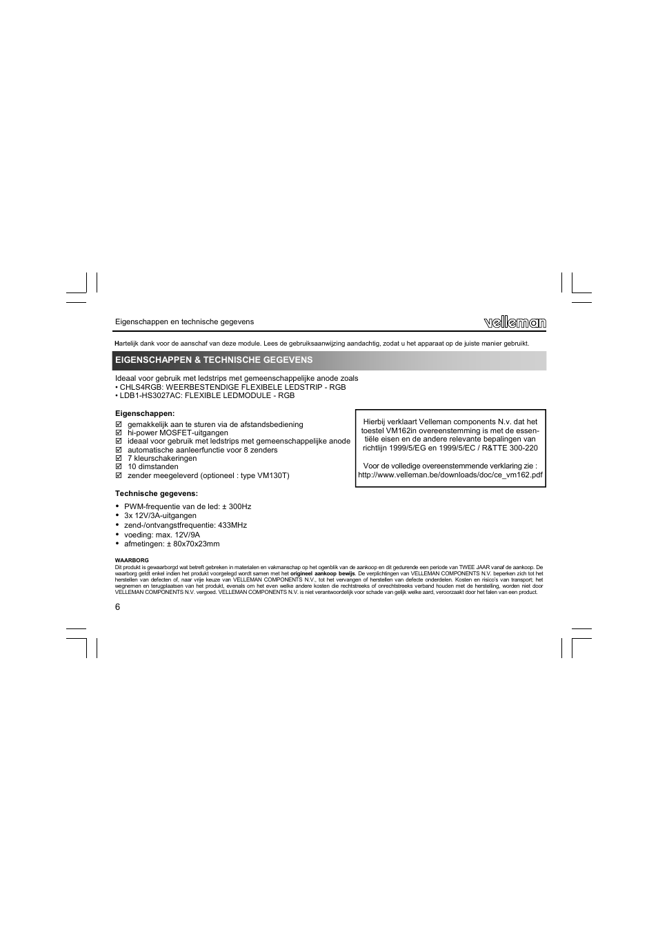 Velleman VM162 User Manual | Page 6 / 16