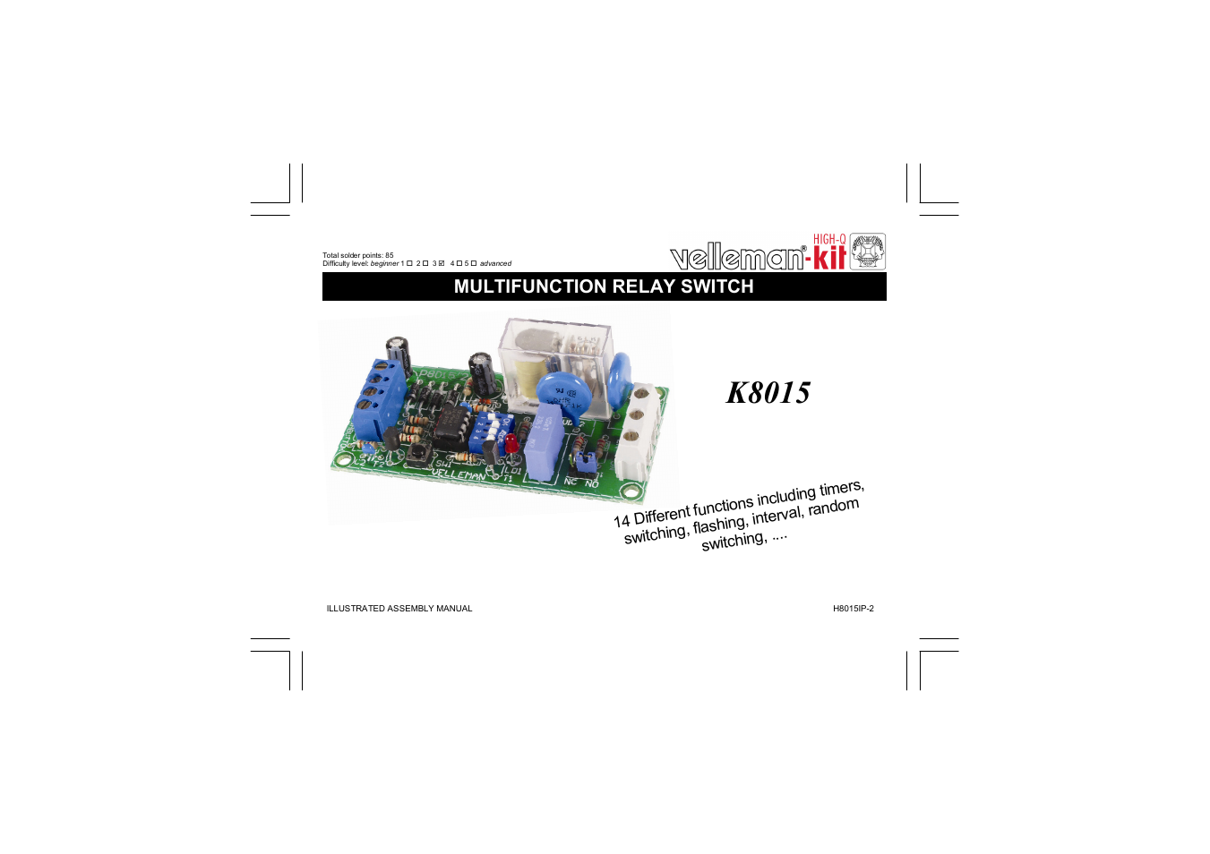 Velleman projects K8015 Assembly instructions User Manual | 16 pages