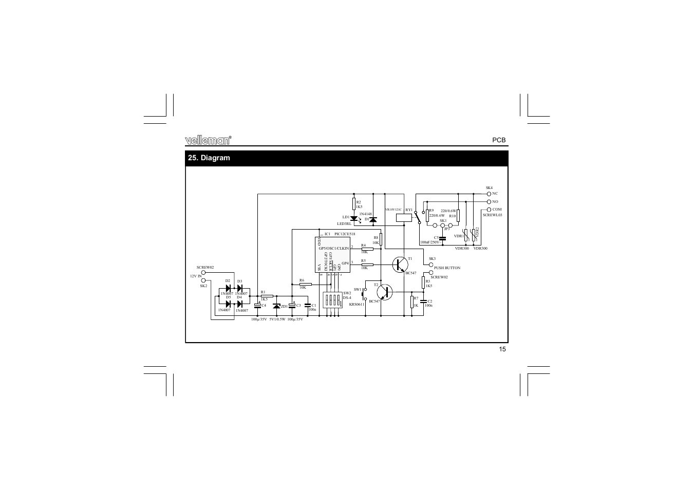 Diagram | Velleman projects K8015 Assembly instructions User Manual | Page 15 / 16