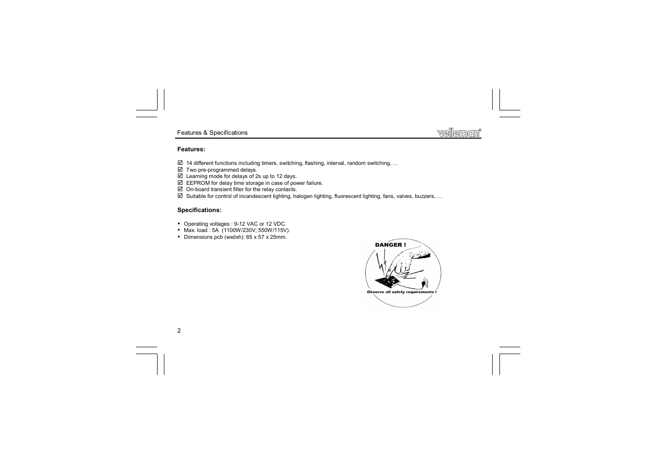 Velleman projects K8015 Assembly instructions User Manual | Page 2 / 16