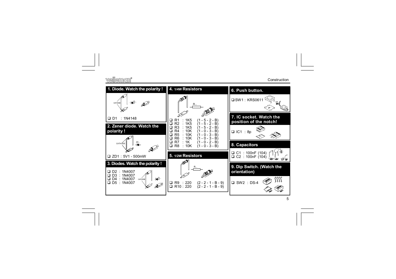 Velleman projects K8015 Assembly instructions User Manual | Page 5 / 16