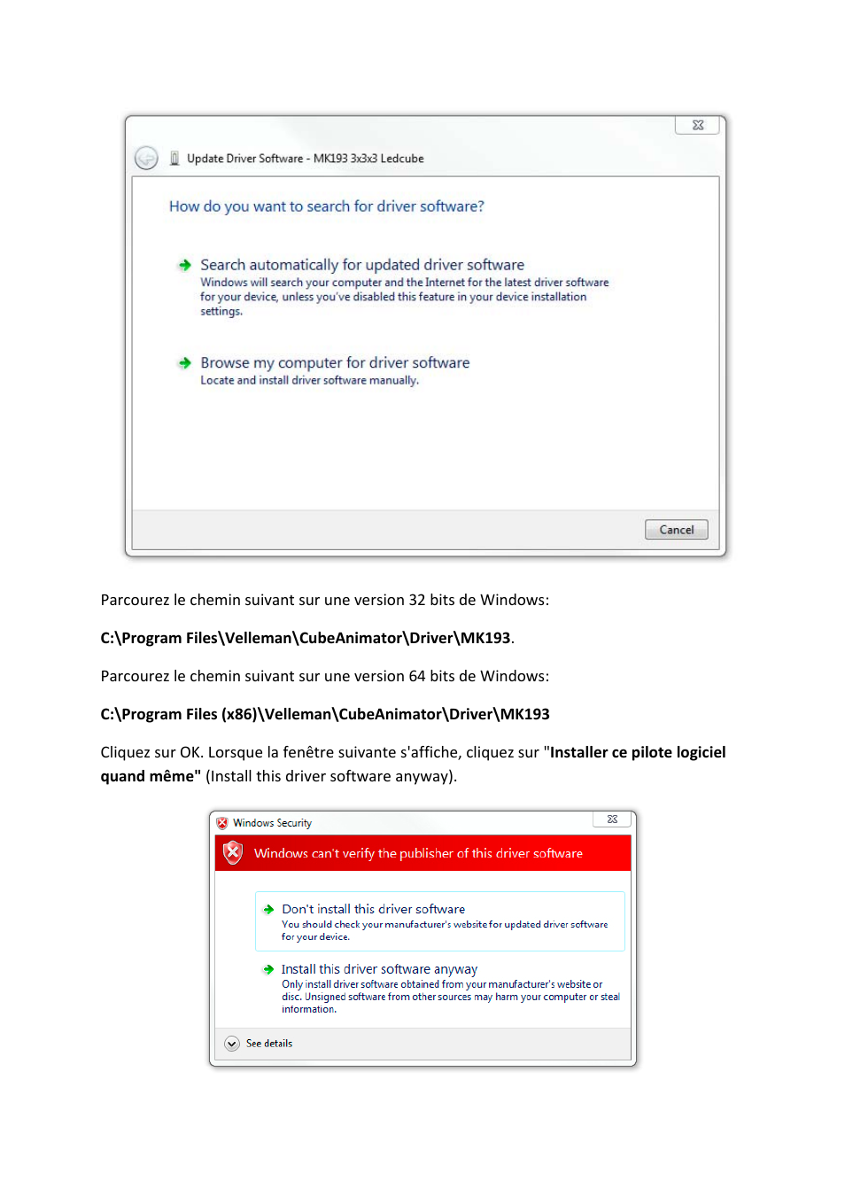 Velleman MK193 INSTALLING THE DRIVER User Manual | Page 11 / 20