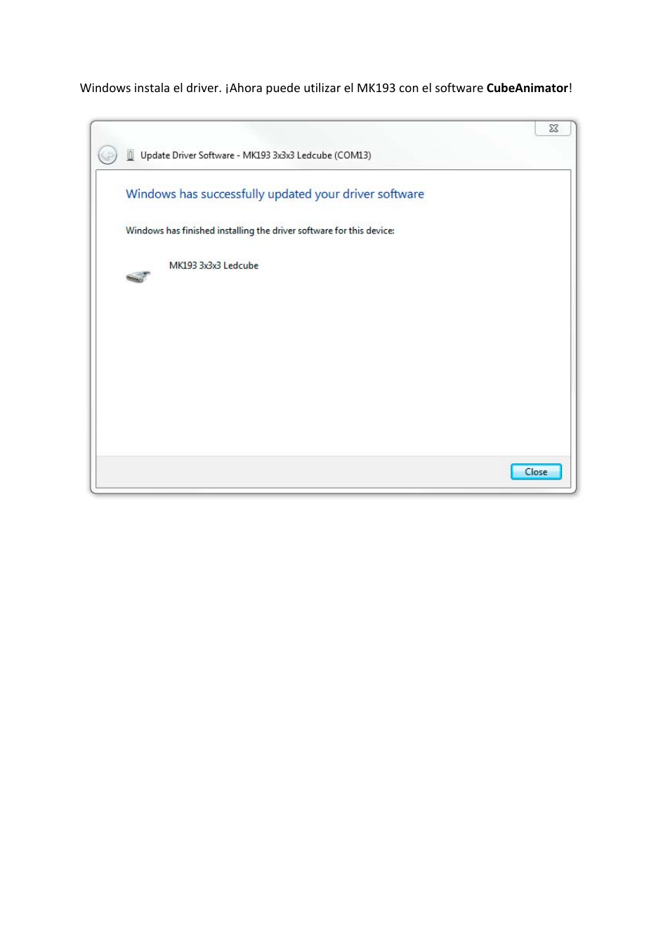 Velleman MK193 INSTALLING THE DRIVER User Manual | Page 20 / 20