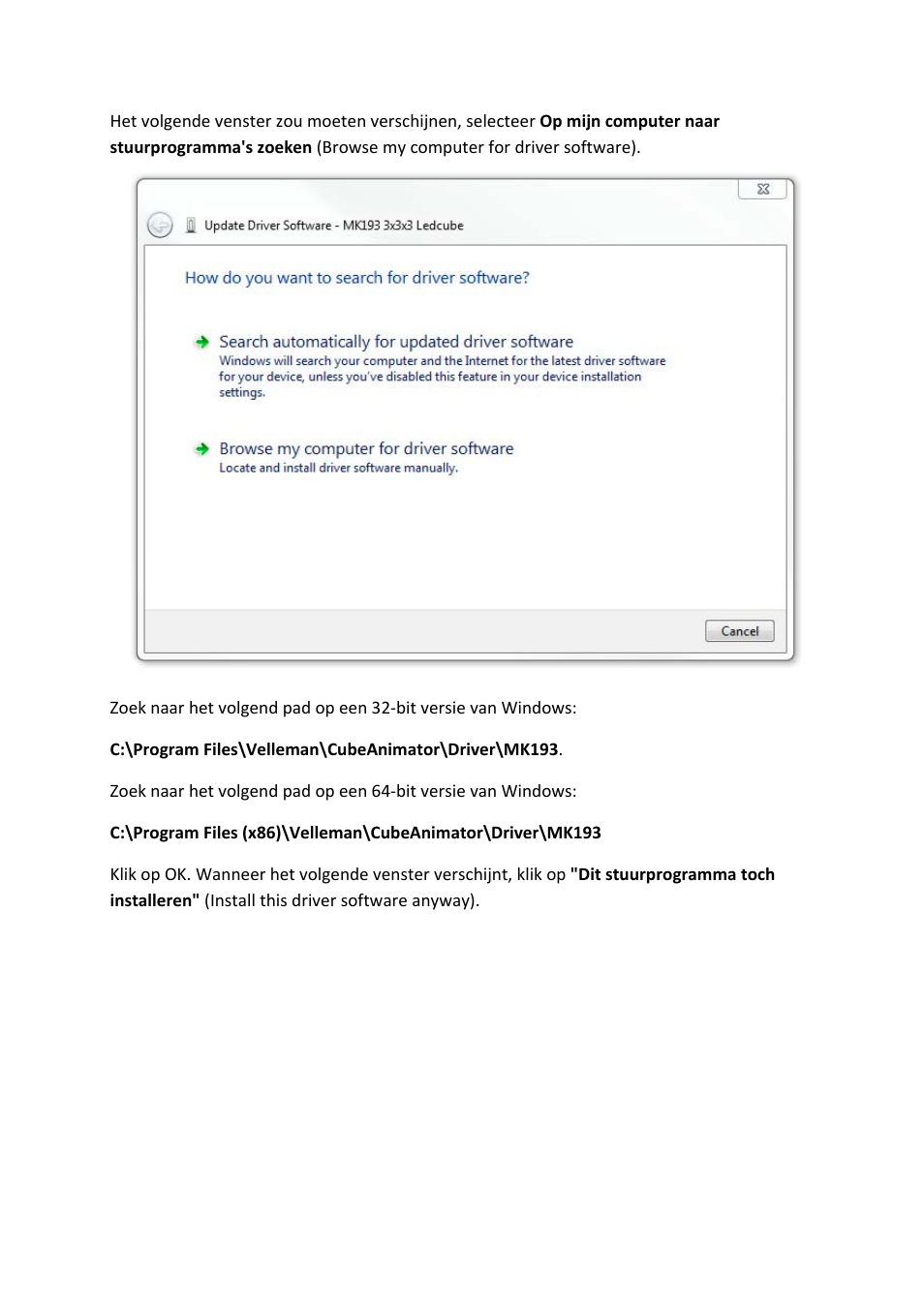 Velleman MK193 INSTALLING THE DRIVER User Manual | Page 7 / 20