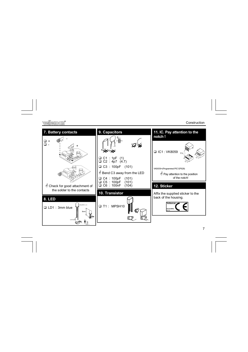 Velleman К8059 User Manual | Page 7 / 12