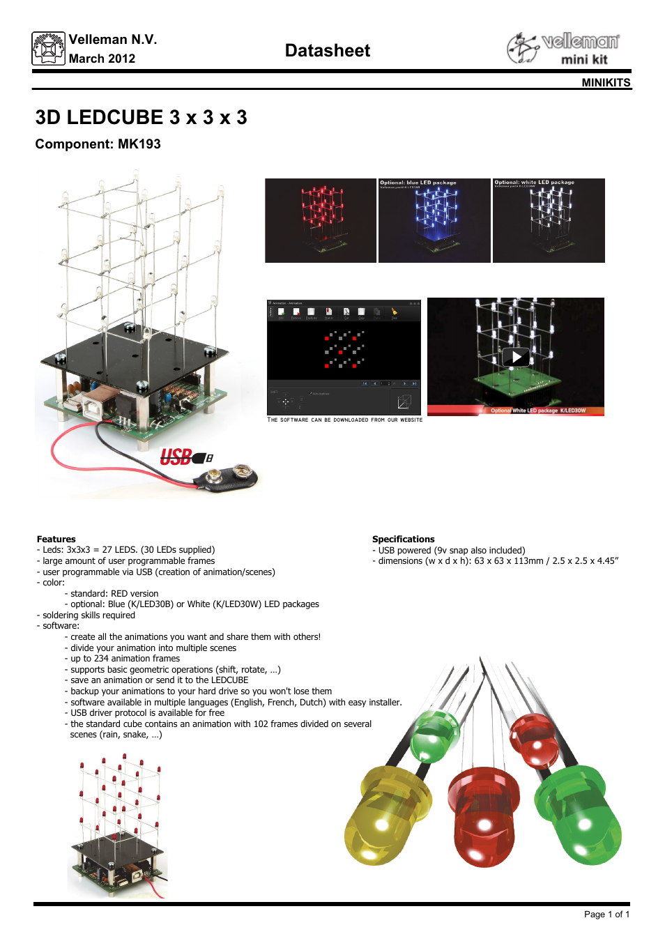 Velleman projects MK193 Datasheet User Manual | 1 page