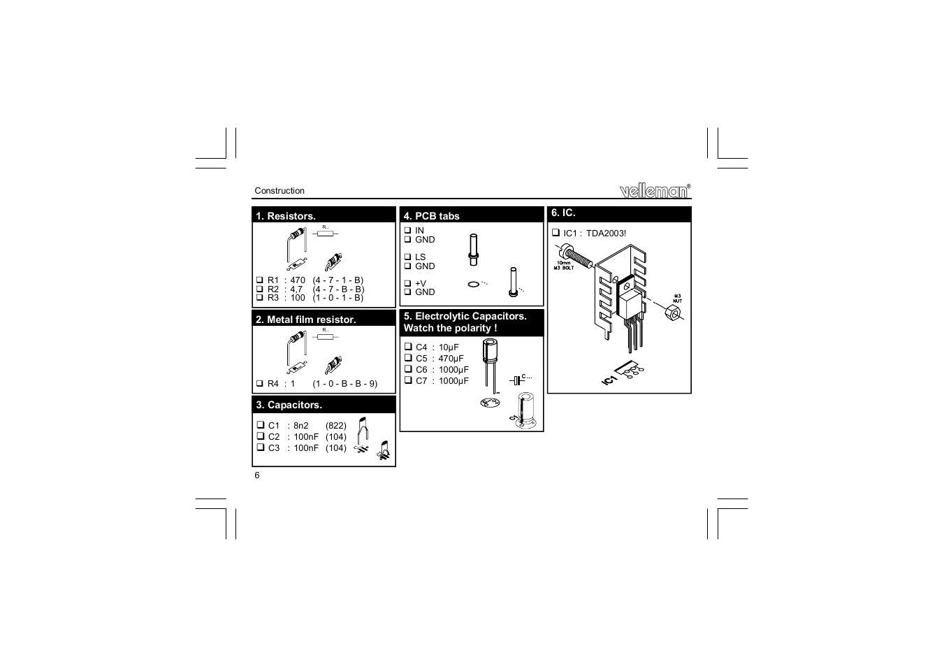 Velleman projects K4001 Assembly instructions User Manual | Page 6 / 12