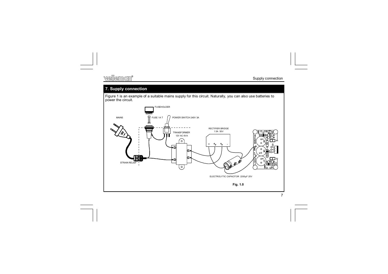 Supply connection | Velleman projects K4001 Assembly instructions User Manual | Page 7 / 12