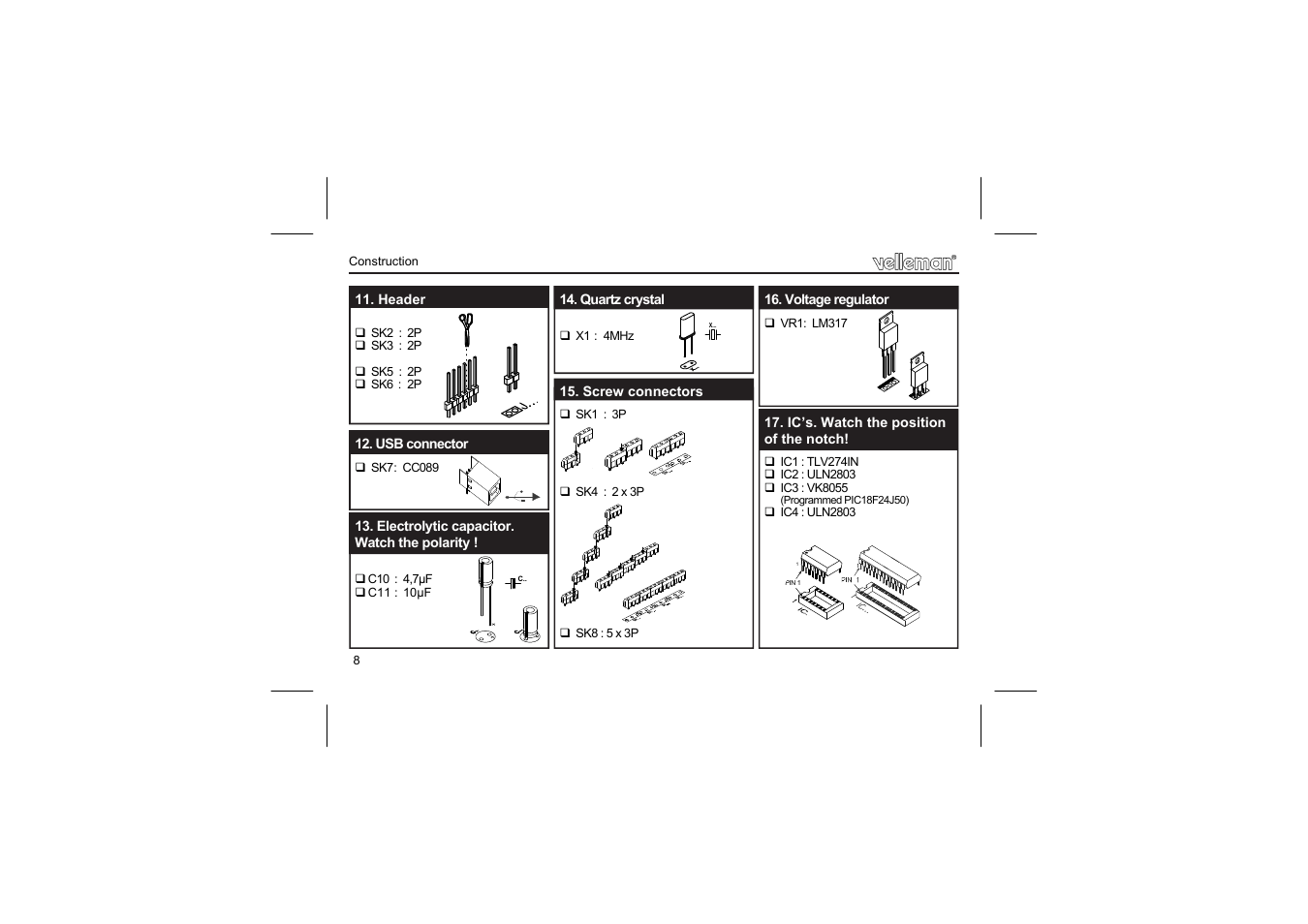 Velleman projects K8055N Assembly instructions User Manual | Page 8 / 16