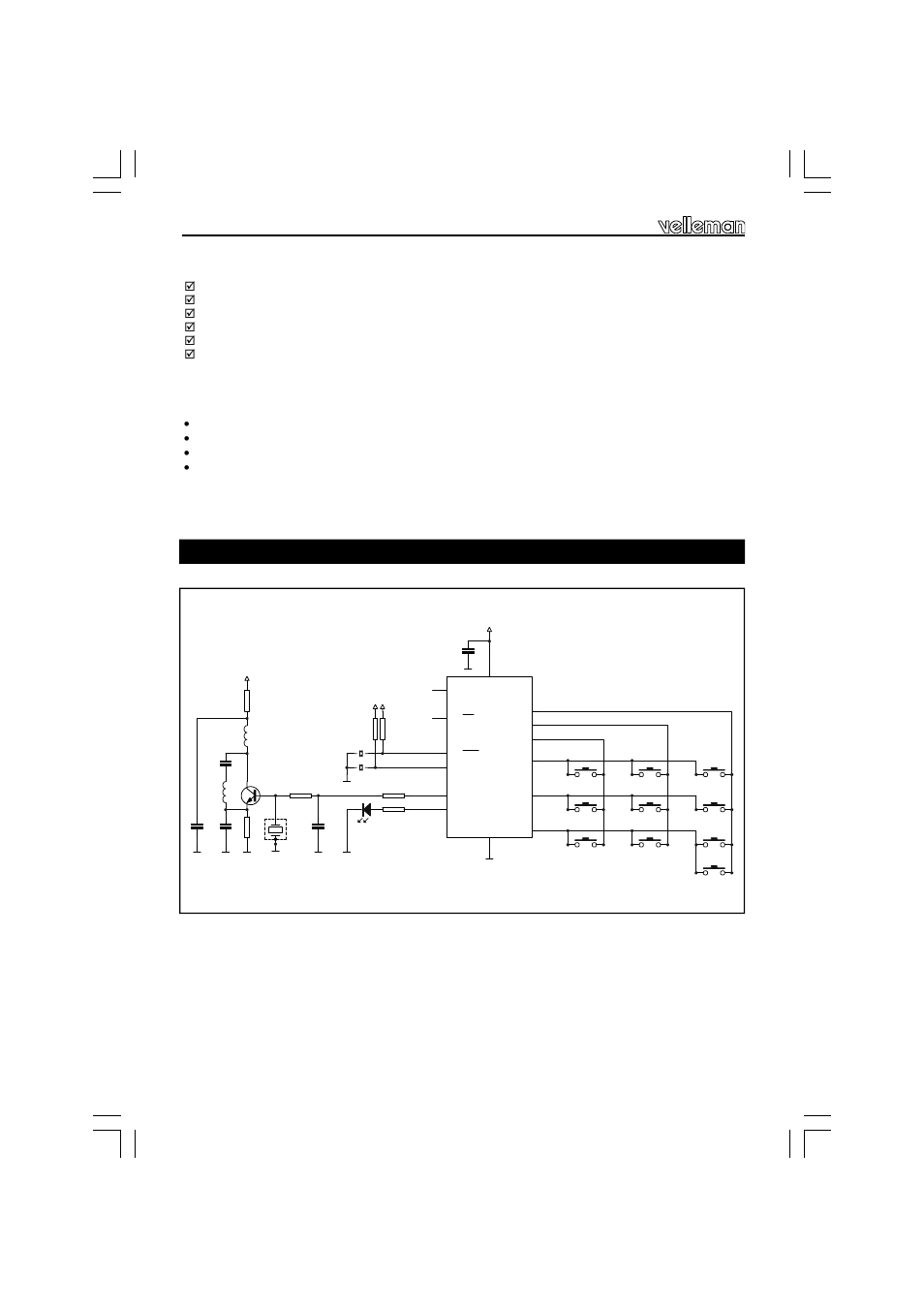 Features & specifications, Schematic diagram | Velleman К8058 User Manual | Page 2 / 12