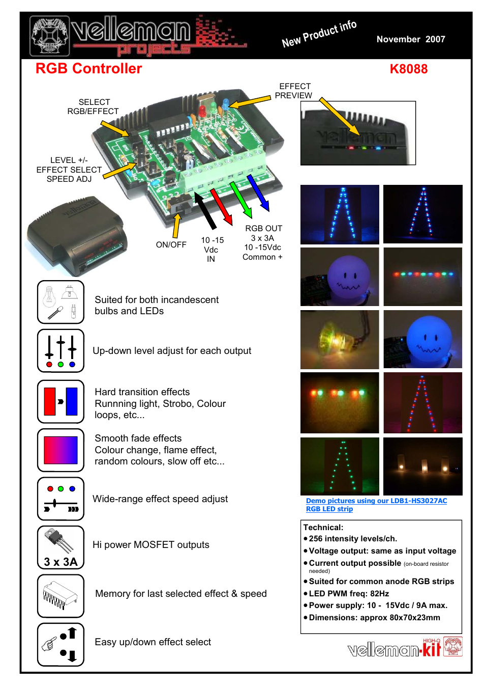 Velleman projects K8088 Infosheet User Manual | 1 page