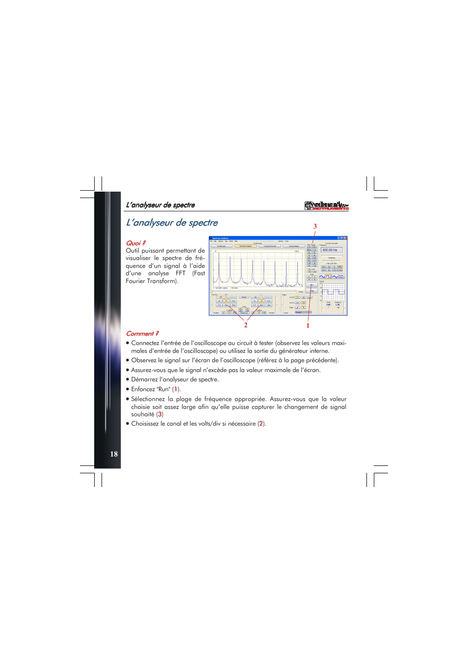 L’analyseur de spectre | Velleman PCSGU250 User Manual | Page 18 / 40