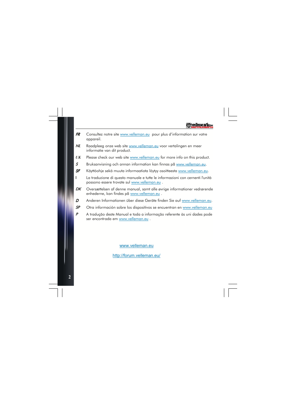 Velleman PCSGU250 User Manual | Page 2 / 40