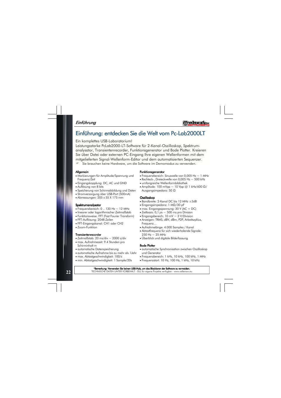 Einführung: entdecken sie die welt vom pc, Einführung | Velleman PCSGU250 User Manual | Page 22 / 40