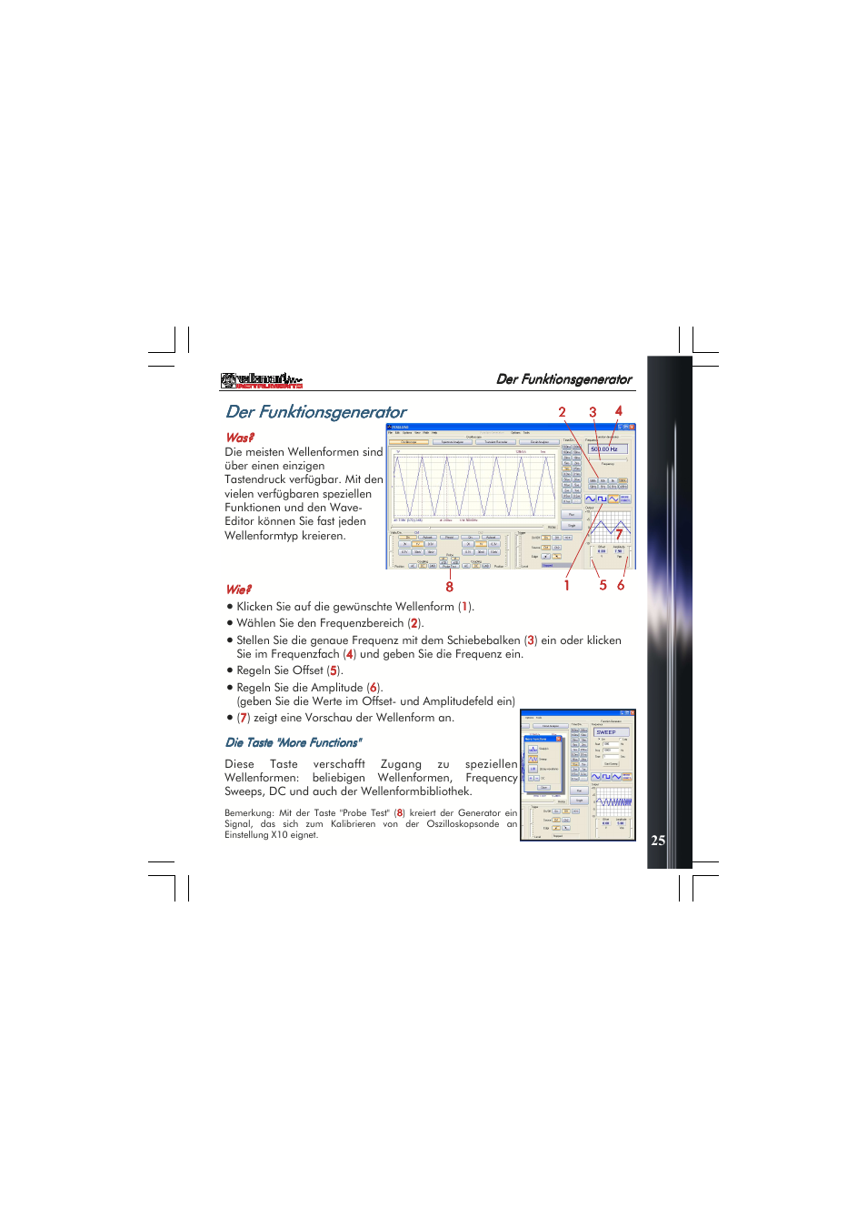 Der funktionsgenerator | Velleman PCSGU250 User Manual | Page 25 / 40