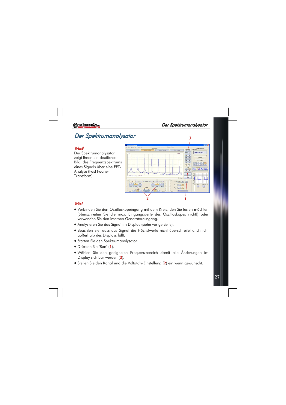 Der spektrumanalysator | Velleman PCSGU250 User Manual | Page 27 / 40