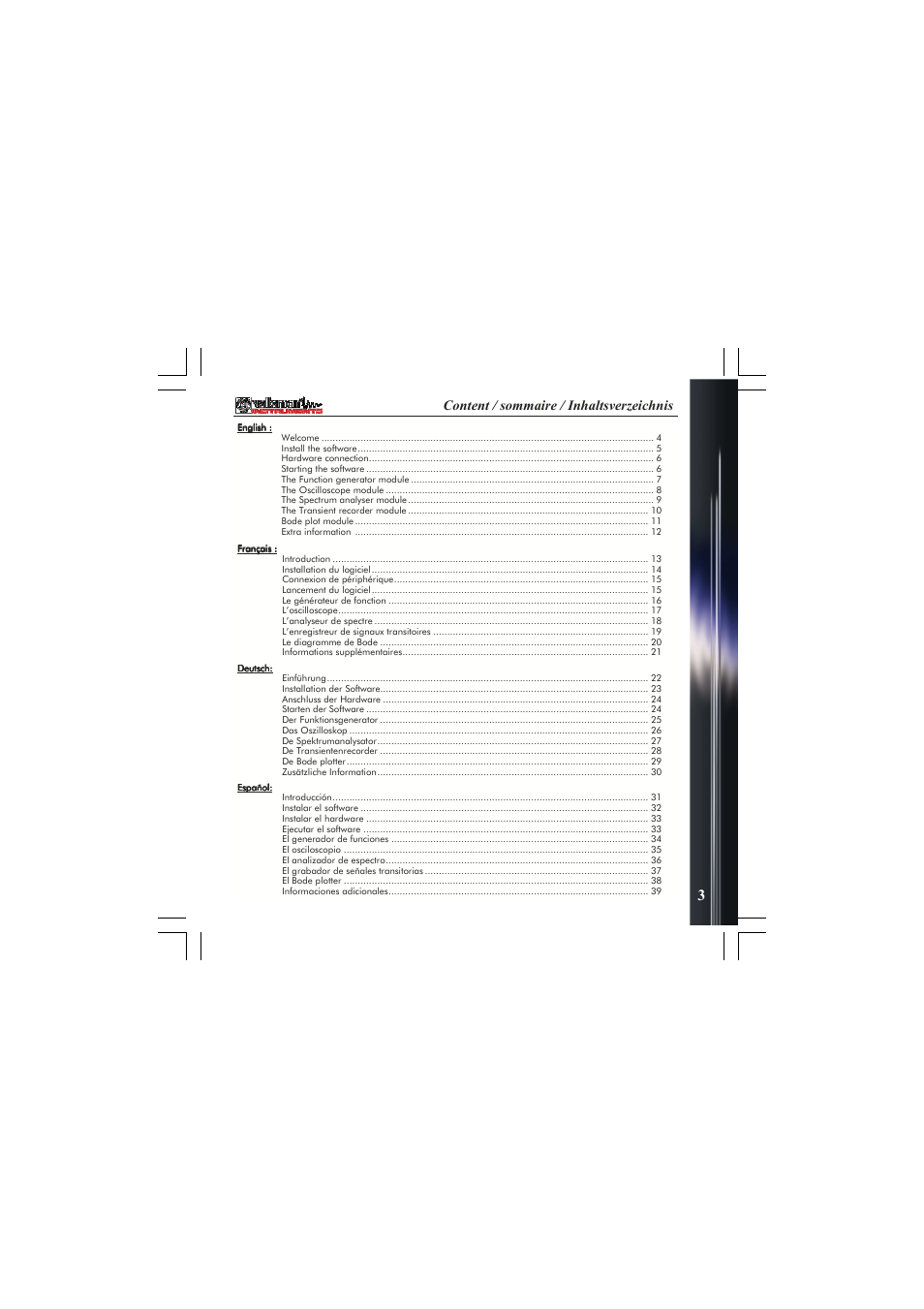 Content / sommaire / inhaltsverzeichnis | Velleman PCSGU250 User Manual | Page 3 / 40
