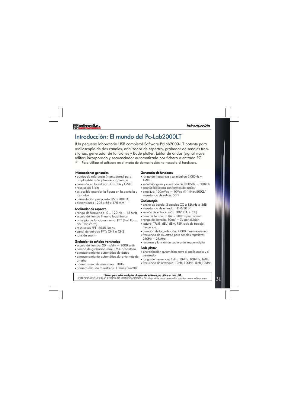 Introducción: el mundo del pc, Introducción | Velleman PCSGU250 User Manual | Page 31 / 40