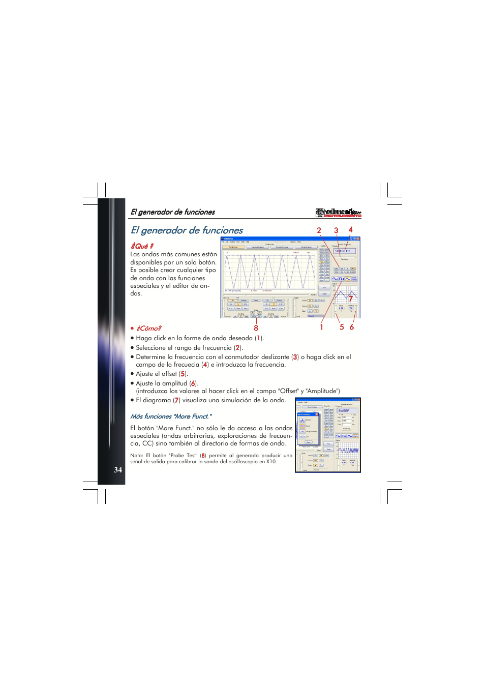 El generador de funciones | Velleman PCSGU250 User Manual | Page 34 / 40