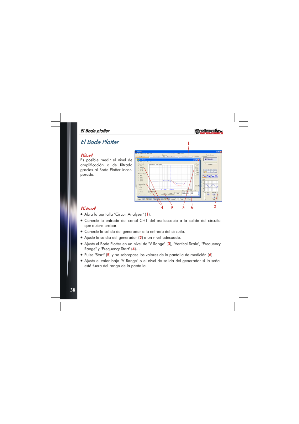 El bode plotter | Velleman PCSGU250 User Manual | Page 38 / 40