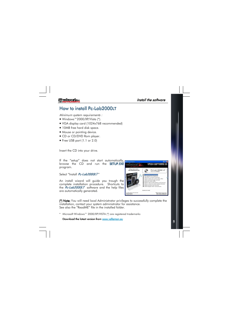 Velleman PCSGU250 User Manual | Page 5 / 40