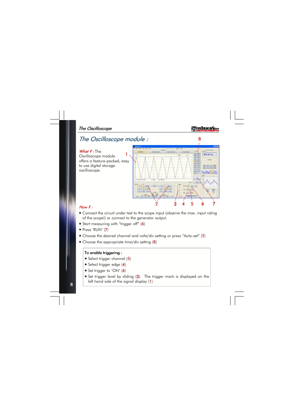 The oscilloscope | Velleman PCSGU250 User Manual | Page 8 / 40