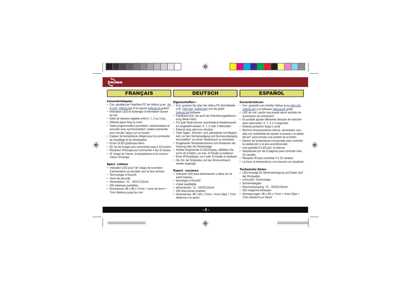Français, Deutsch español | Velleman VMBGPOB User Manual | Page 5 / 12