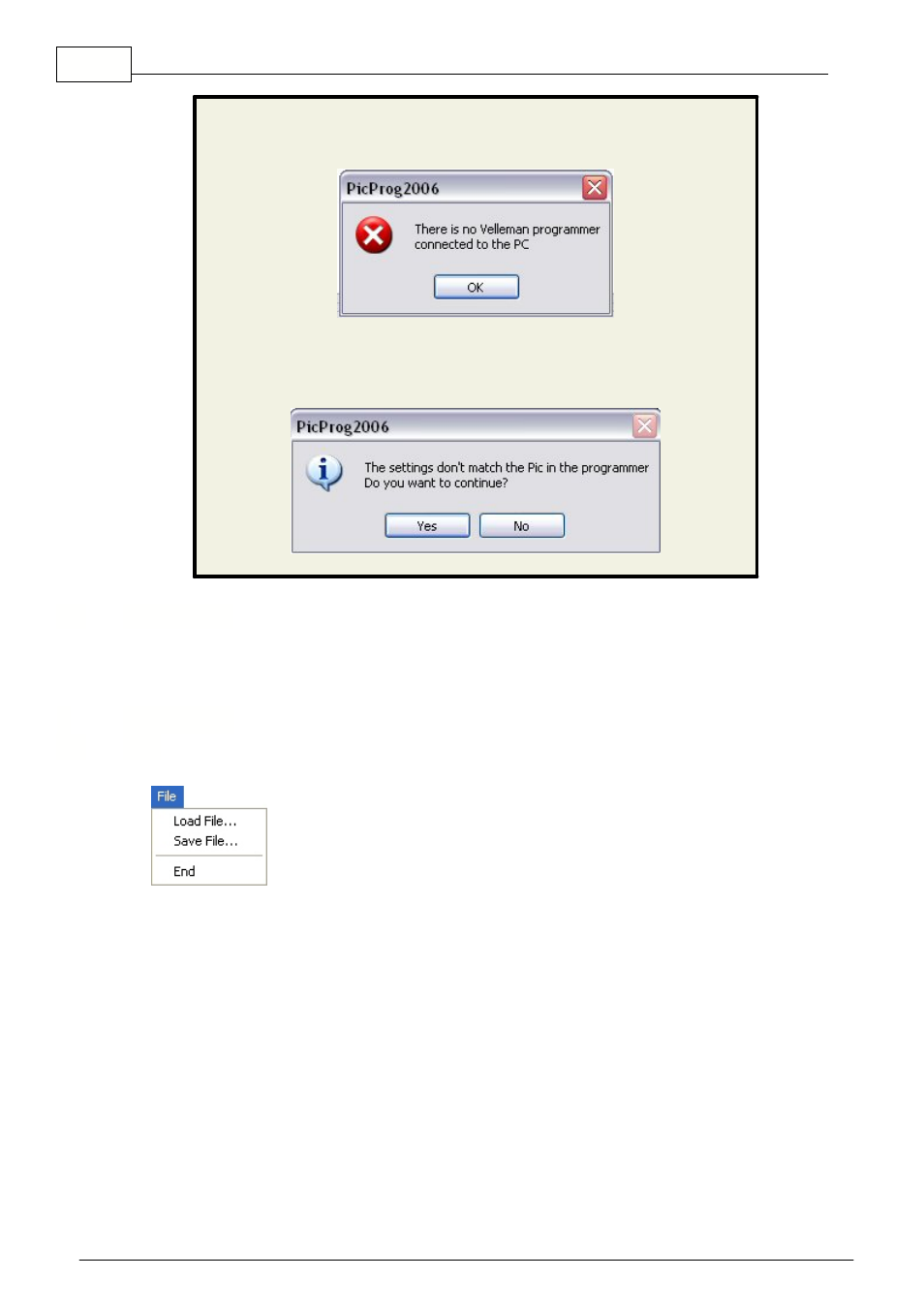Disclaimer, Menu bar, File | 2menu bar, 4 disclaimer, 1 file | Velleman VM134-k8076 User Manual | Page 4 / 16