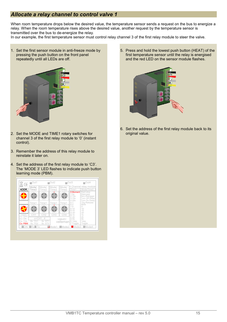 Allocate a relay channel to control valve 1, Velleman | Velleman VMB1TC User Manual | Page 15 / 104